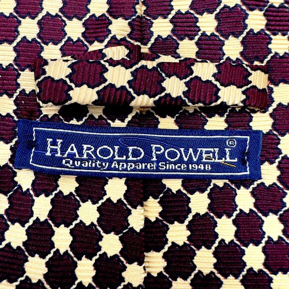 Harold Powell Silk Dress Tie Made in USA Geometric Diamond Pattern‎ 59" 4" - Picture 6 of 11